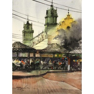 Sarfraz Musawir, 11 x 15 Inch, Watercolor on Paper, Cityscape Painting, AC-SAR-143